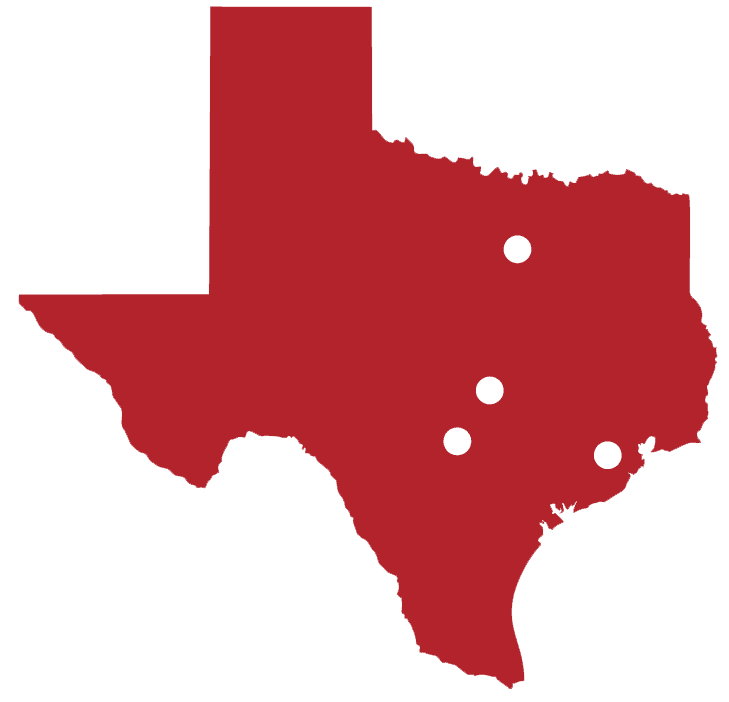 Map of Texas showing Community Impact metro locations