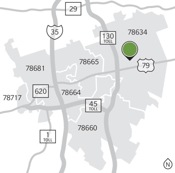 Hutto Square is located north of Hwy. 79, near Limmer Loop.