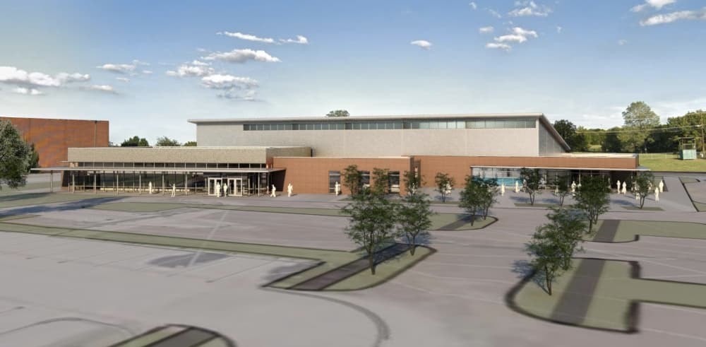 The facility is expected to be located across from Memorial Stadium. (Rendering courtesy Parkhill, Smith & Cooper, Inc., Frisco ISD)