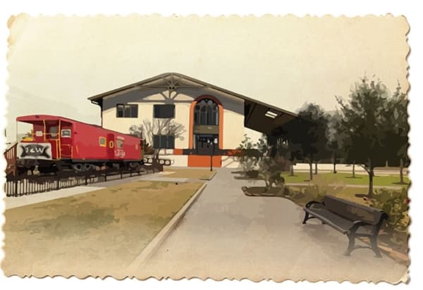 The proposed architectural concept for the Texas Railroading Heritage Museum at Tomball
