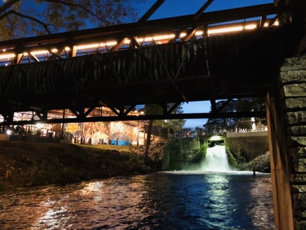 Landa Falls is on the grounds of Wurstfest in New Braunfels. (Ian Pribanic/Community Impact Newspaper)