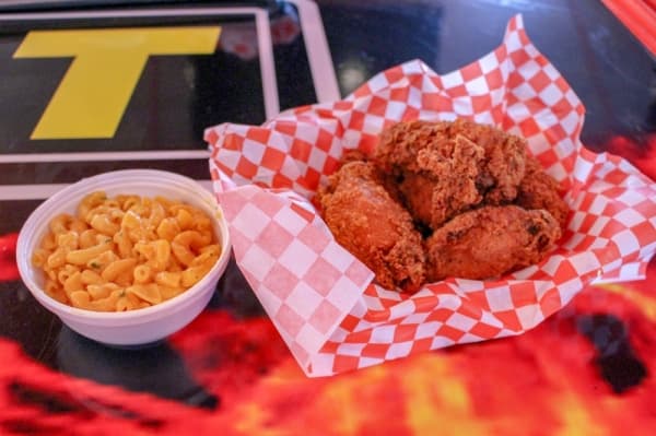 Chicken wings (six for $0.99) are served alongside homemade macaroni and cheese (.50).
Photos by Andrew Christman/Community Impact Newspaper