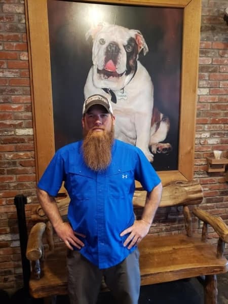 Hank's Texas Grill owner David Reynolds named the restaurant after his beloved English bulldog Hank.  (Stephen Hunt/Community Impact Newspaper)