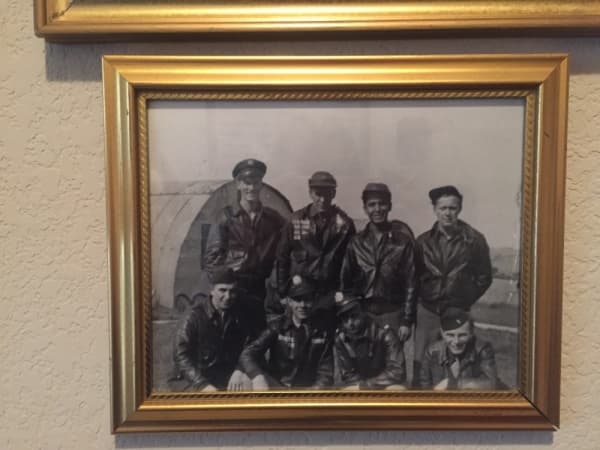 Sanchez (third from left in the back row) was stationed in Europe during World War II. 