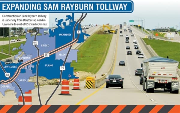 Occasional lane closures to take place as construction continues on Sam Rayburn Tollway