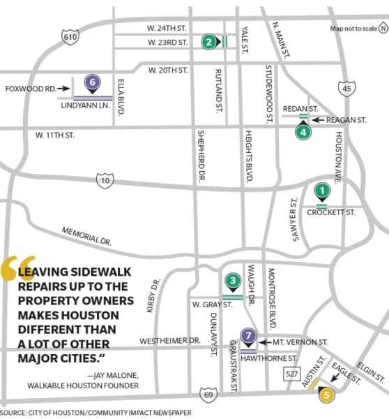 Locator map of sidewalk projects