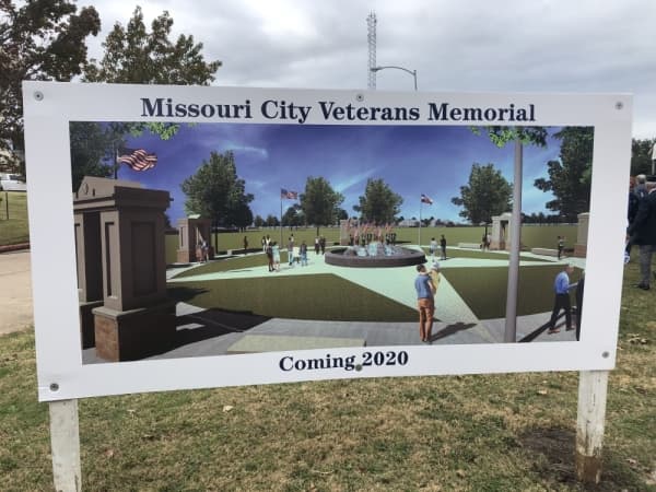 Rendering of completed Veterans Memorial project on-site at groundbreaking. (Claire Allbright/Community Impact Newspaper)