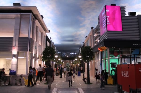 The main boulevard includes various shops and businesses for children to visit.