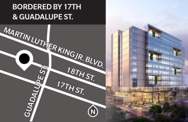 Travis County's new family and civil courts facility will replace the Herman Marion Sweatt courthouse downtown when it opens in 2022. Rendering courtesy Travis County