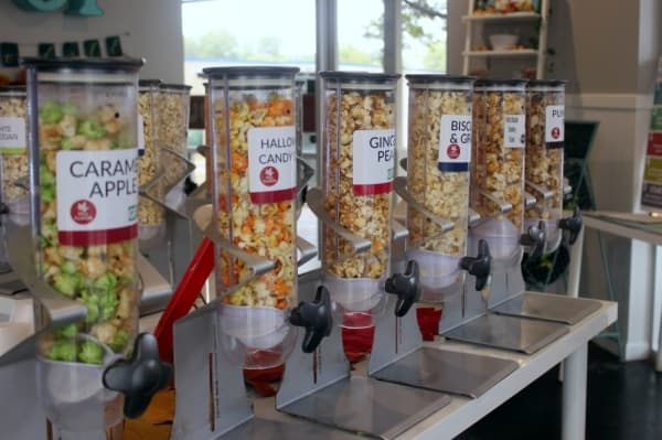 Cornucopia Popcorn has a rotating selection of seasonal flavors. (Amy Denney/Community Impact Newspaper)