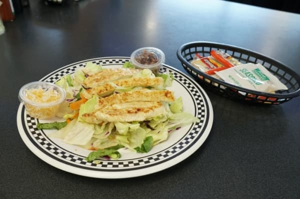 The grilled chicken salad ($9.79) is just one of Local Diner's salad options. Others include a crispy chicken salad, a taco salad and a chicken salad "lite bite." (Gavin Pugh/Community Impact Newspaper)
