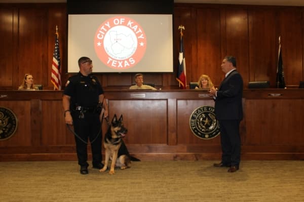 Katy council OKs new K-9 police dog; receives trash, recycling data update