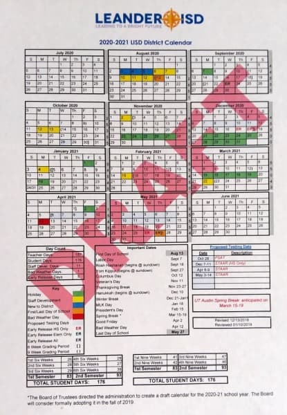 Leander ISD to discuss proposed 2020-21 school calendar