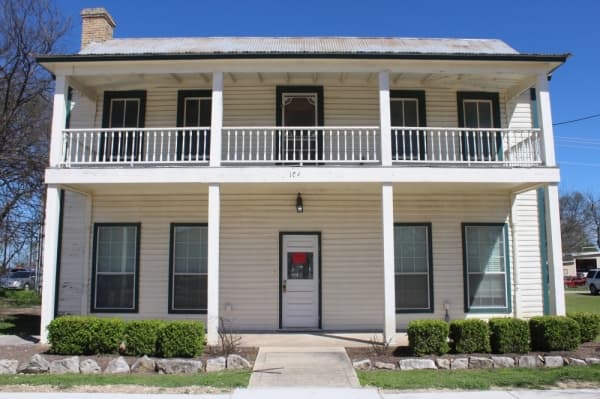 The Davis House is a two-story home in Old Town Leander. (Marisa Charpentier/Community Impact Newspaper)