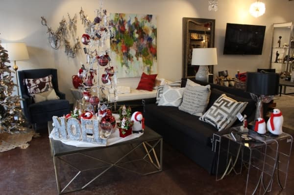 The interior of Luxe is changed around on a monthly basis, with the most recent change being for the holiday season. (Photo by Andrew Christman/Community Impact Newspaper)