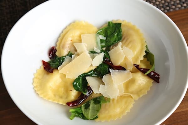  Lemon butter ravioli, creamy spinach artichoke ravioli, sun-dried tomatoes, spinach (Courtesy Bronson's House)