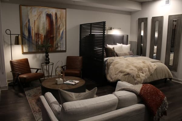 A studio apartment at SkyHouse Frisco Station. (Elizabeth Ucles/Community Impact Newspaper)