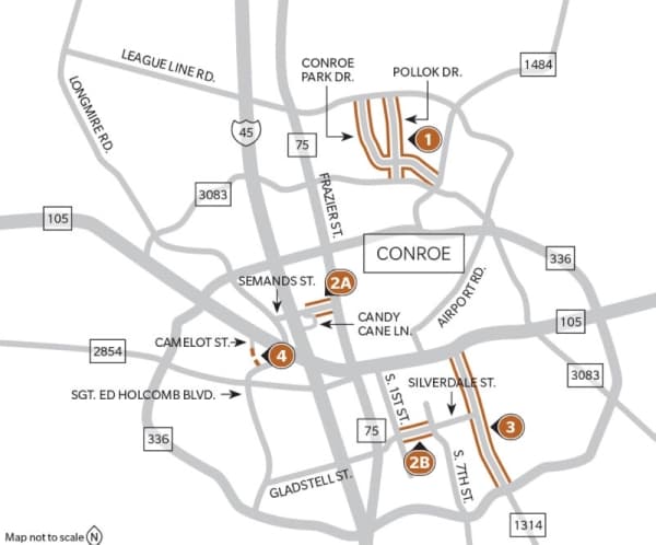 Ongoing projects are shown on this map. (Kaitlin Schmidt/Community Impact Newspaper)