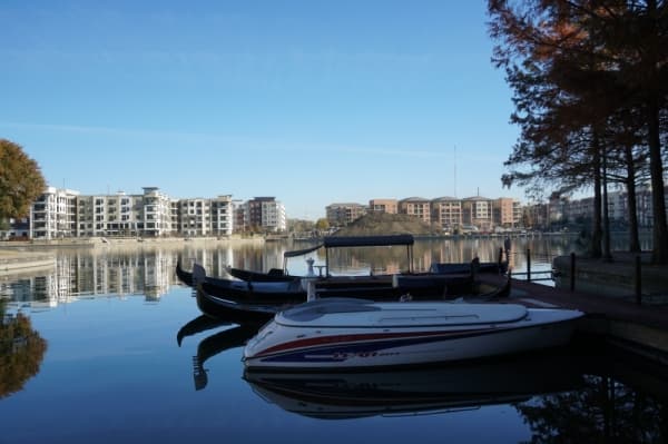 Gondola Adventures has docks located throughout the 7-mile canal network in Las Colinas. (Gavin Pugh/Community Impact Newspaper)
