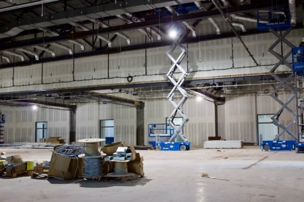 Work continues on what will become one of two ballrooms inside the convention center wing of the resort. (Taylor Jackson Buchanan/Community Impact Newspaper)