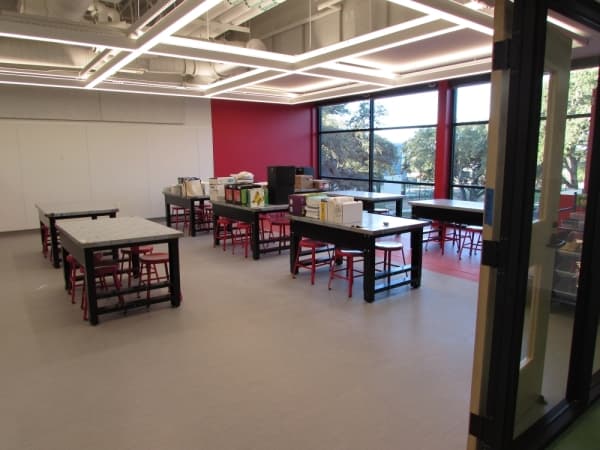 The Menchaca Elementary Maker Space is a creative learning space with views of the school campus. (Nicholas Cicale/Community Impact Newspaper)