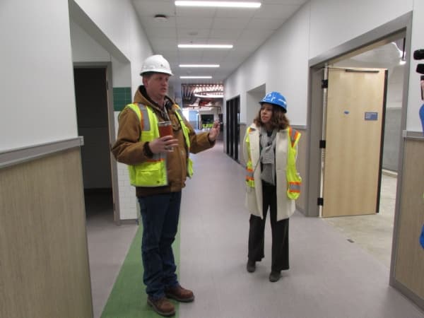 Johnson gives a tour of the new Menchaca Elementary facility. (Nicholas Cicale/Community Impact Newspaper)