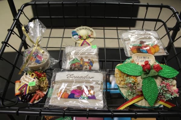The shop displays souvenirs from Ecuador. (Marisa Charpentier/Community Impact Newspaper)