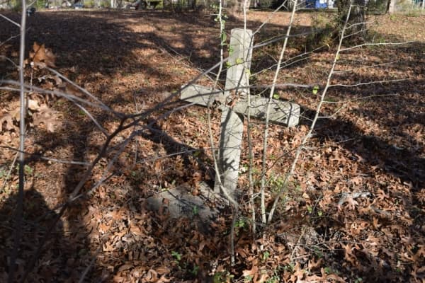 Many headstones have been covered by brush after years without maintenance. (Emily Davis/Community Impact Newspaper) 