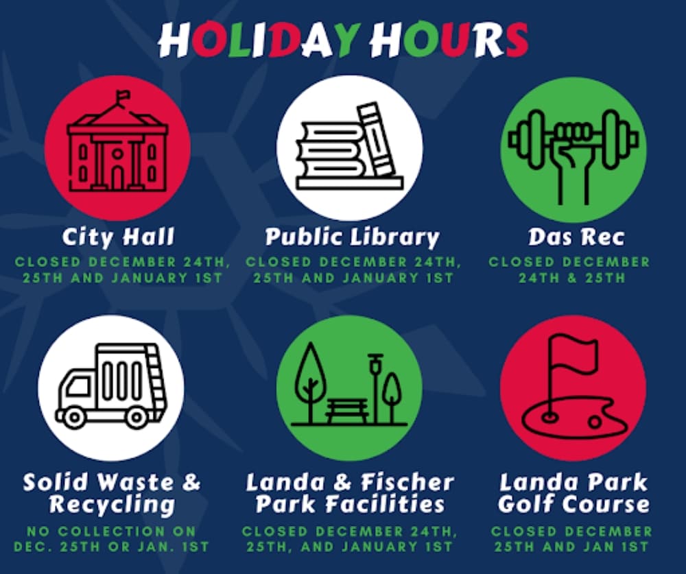 City of New Braunfels, Comal County announce holiday hours