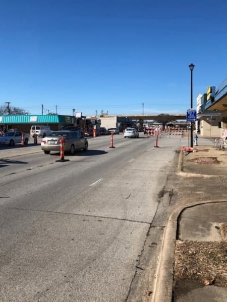 Main Street reduced to 1 lane for eastbound, westbound traffic