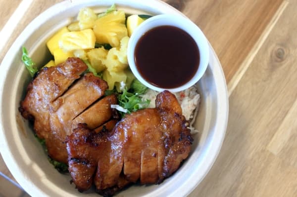 For customers who do not like raw fish, Nguyen added a teriyaki chicken bowl that he said sells very well.