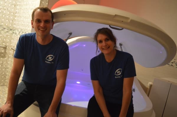 Tanner Heim (left) and Taryn Ostendorf (right) are set to open a new True Rest Float Spa in Cedar Park early next year due to the demand at the Northwest Austin location.