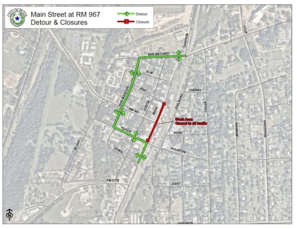 Road closures planned for downtown Buda on Jan. 10-13
