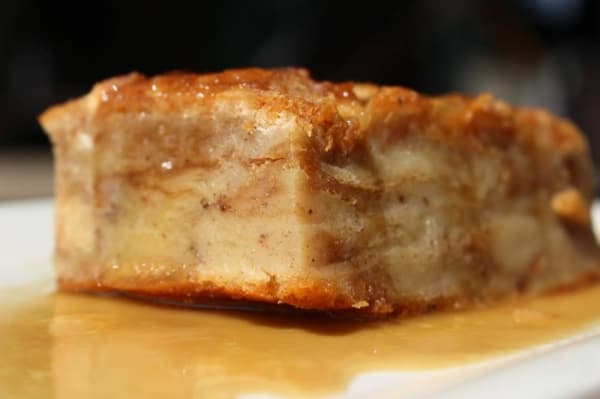 One of the most popular dessert dishes is the homemade bread pudding ($6), which is served with a bourbon butter sauce. (Renee Yan/Community Impact Newspaper)