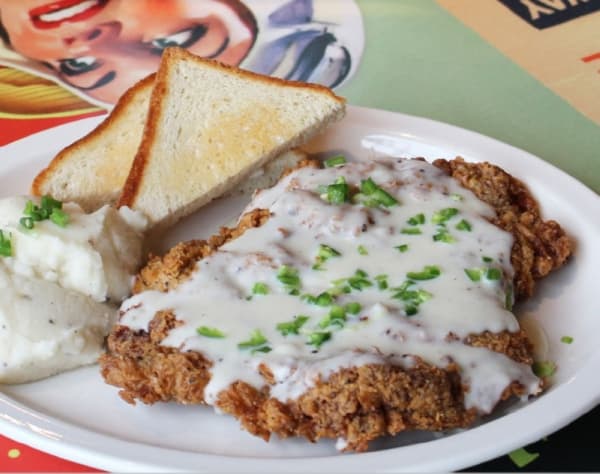 Chicken fried steak ($18): Topped with jalapeno cream gravy