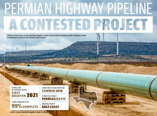 Kinder Morgan mobilizes for pipeline construction in Central Texas; opponents prepare to sue
