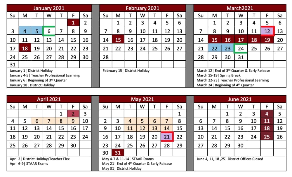 Calendar Option B has an end date of of May 21 for the 2020-21 school year. (Courtesy Northwest ISD)