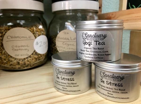 Loose leaf and pre-packaged teas are available. (Sally Grace Holtgrieve/Community Impact Newspaper)