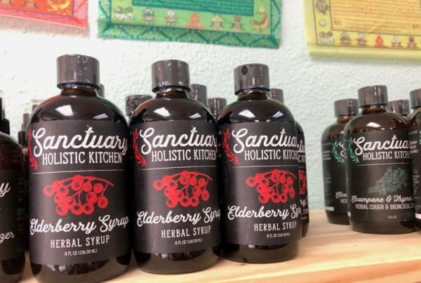 The shop sells syrups made in-house. (Sally Grace Holtgrieve/Community Impact Newspaper)