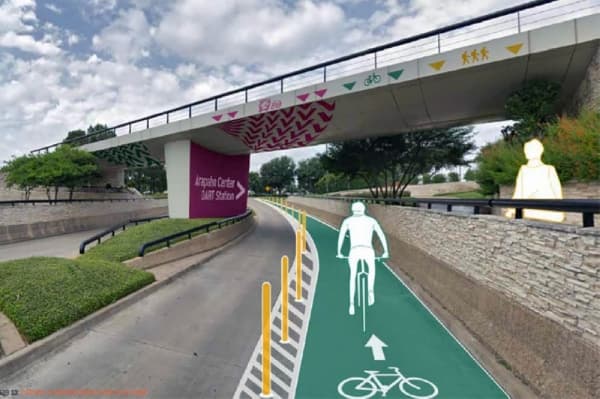 This rendering shows how a potential street design could incorporate bicycle lanes. (Rendering courtesy city of Richardson)