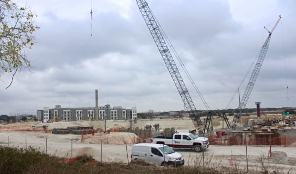 Construction began in September on the Austin FC soccer stadium. (Amy Denney/Community Impact Newspaper)