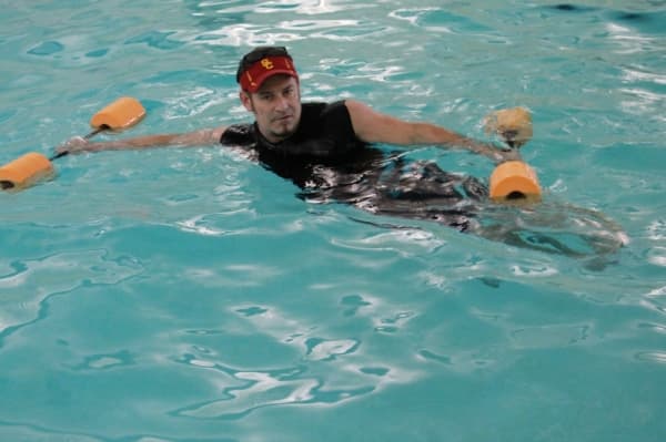 Patients build strength in the pool before moving to land workouts. (Andy Li/Community Impact Newspaper)