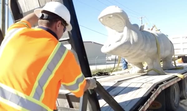 VIDEO: Say hello to Herman, Hutto's 20,000 lb. concrete hippo