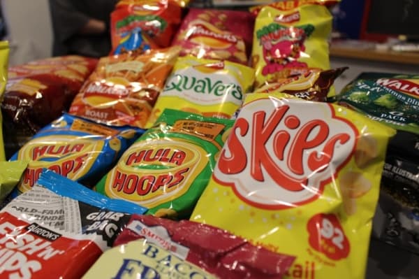 McGowan said the flavors for British crisps—or chips—are different from American flavors, including roast chicken, prawn cocktail and Brussels sprouts flavors. (Kara McIntyre/Community Impact Newspaper)