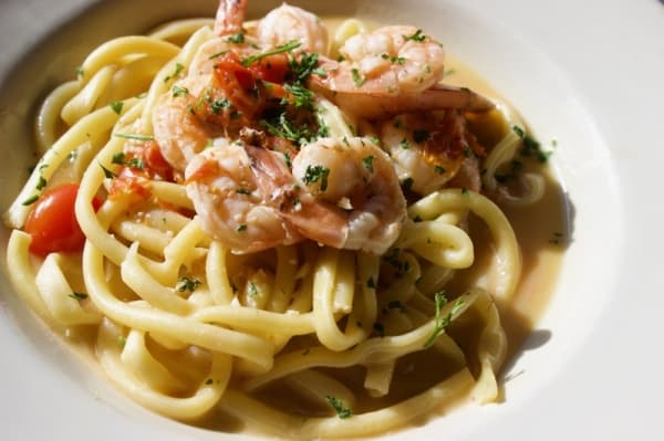 Bucatini, or hollow spaghetti, is made fresh, in-house daily. (Taylor Jackson Buchanan/Community Impact Newspaper)