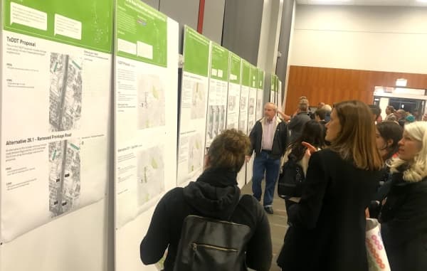 Residents, city leaders and activists get first glimpse of alternative I-45 designs