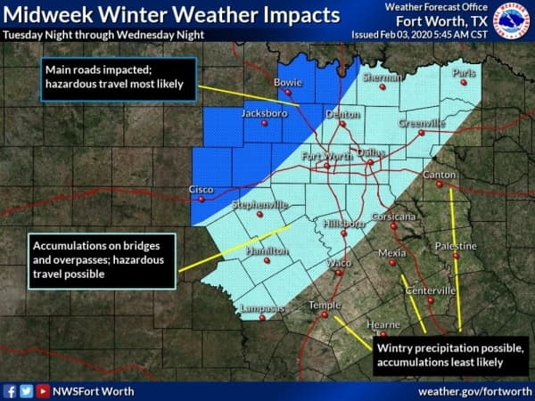 Metroplex likely to see half-inch of sleet and snow on morning of Feb. 5