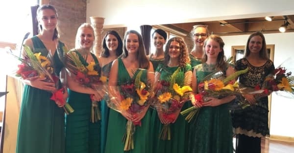 The UNT HarpBeats performed in Chicago at Lyon & Healy Hall in 2018. (Courtesy Jaymee Haefner/UNT)