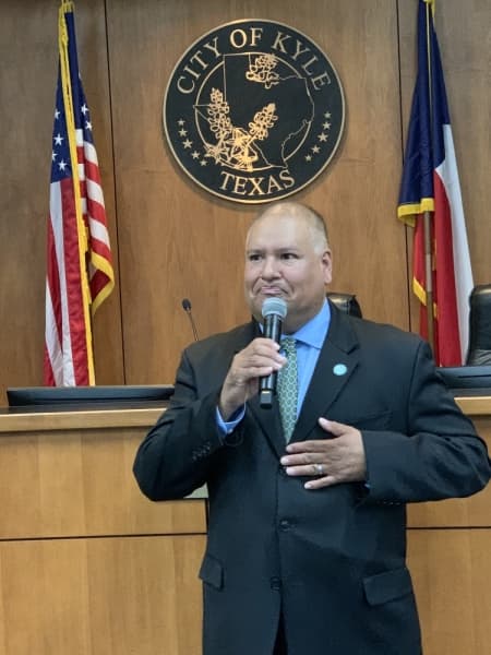 “I’m very humbled right now," Tobias said when sworn in. (Courtesy city of Kyle)