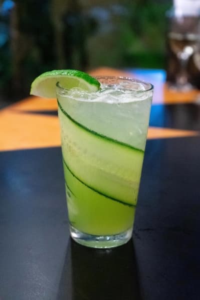 Cucumber cooler ($8.75) muddled cucumber and basil, cucumber vodka, St. Germain liqueur and lime simple syrup
